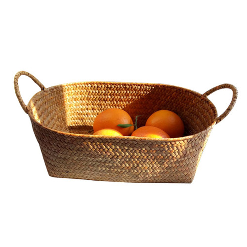 FONDOTIN wicker fruit basket containers for food woven serving tray food container countertop fruit holder decorative fruit basket woven tray baskets table top decor Wooden small snack bowl
