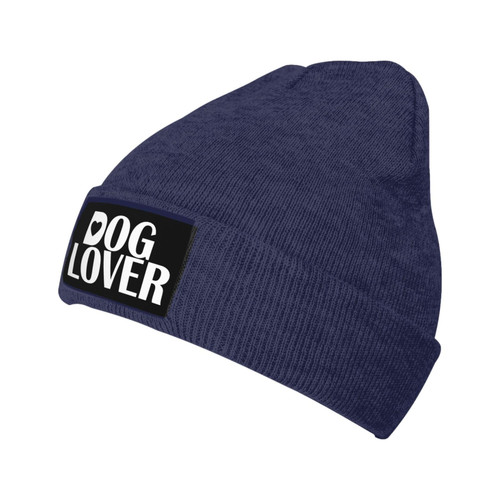 wikjxiz Dog Lover Beanie Navy Blue Warm Knit Winter Hat Cuffed Slouchy Skull Cap for Men Women