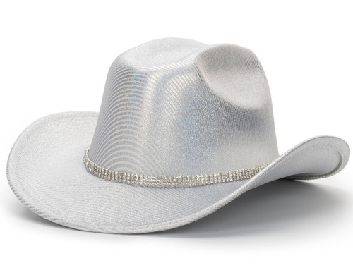 Women's Western Neon Holographic Sparkle Cowboy-Cowgirl-Hat - Shiny Pink Glitter for Disco Parties and Costumes Women's Western Neon Holographic Sparkle Cowboy-Cowgirl-Hat - Shiny Pink Glitter for Disco Parties and Costumes