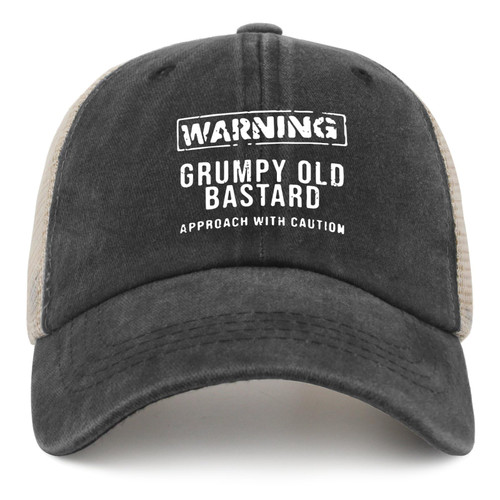 Funny Hat Warning Grumpys Old Bastards Approachs with Caution Trucker Hat Men Vintage Mesh Cap for Summer