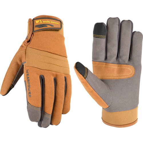 Wells Lamont Men's Wearpower Synthetic Leather Hybrid Duck Canvas Thinsulate Winter Work Gloves, Medium (7746M) Brown