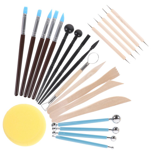 EXCEART 1 Set Clay Tools DIY Polymer Clay Supply Pottery Sculpting Tool DIY Clay Kit Clay DIY Craft Supplies Clay Kit for DIY Clay Sculpting Tool Scraping Tool Sponge Modeling Child Birch