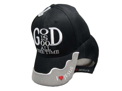 God is Good All The Time Christian Jesus Black Embroidered Cap Hat 822