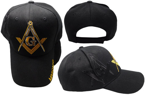 Trade Winds Mason Masonic Freemason Black & Gold with Black Shadow Acrylic Adjustable Embroidered Baseball Hat Cap Trade Winds Mason Masonic Freemason Black & Gold with Black Shadow Acrylic Adjustable Embroidered Baseball Hat Cap