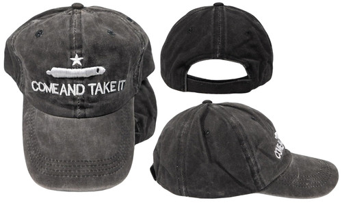 Trade Winds Gonzales Come and Take It Black Washed Cotton Adjustable Embroidered Cap Hat
