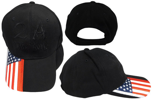 2A We The People Blackout USA Flag On Bill Cotton Adjustable Embroidered Cap Hat Multi