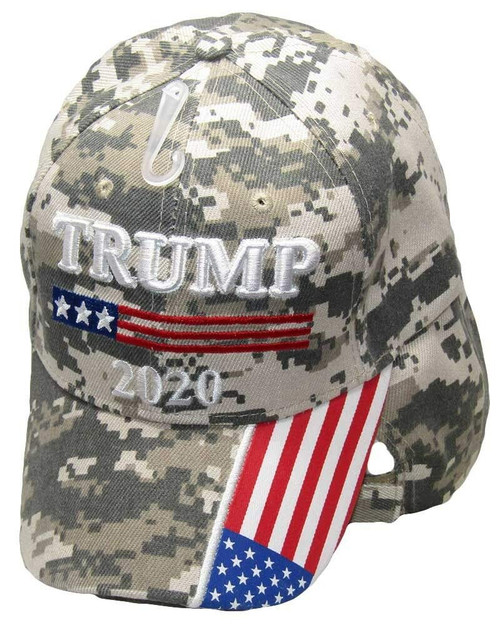 Trade Winds President Trump 2020 ACU Digital Camo USA On Bill Embroidered Cap CAP978CA Hat