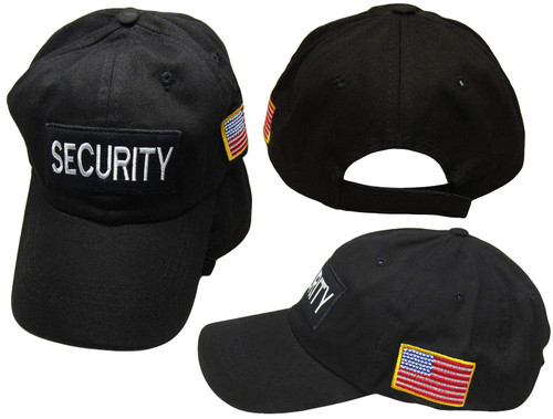 Security Official Black Patch USA Flag On Side Embroidered Baseball Hat Cap (RUF)
