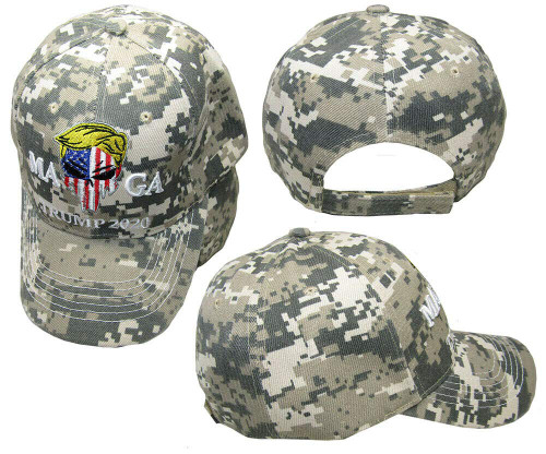 Trade Winds MAGA Trump 2020 USA Demon Skull ACU Digital Camo Embroidered Hat Cap