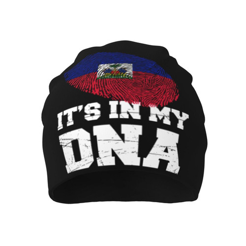 Haiti Haitian Flag It's in My DNA Women Knit Hat Men Winter Hat Skull Cap Comfort Elegance Winter Warm Black