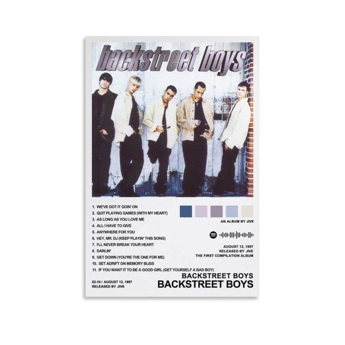 DAXXIN Backstreet Boys-Backstreet Boys Canvas Posters Wall Art Decor Room Bedroom Decoration Unframe-style12x18inch(30x45cm)