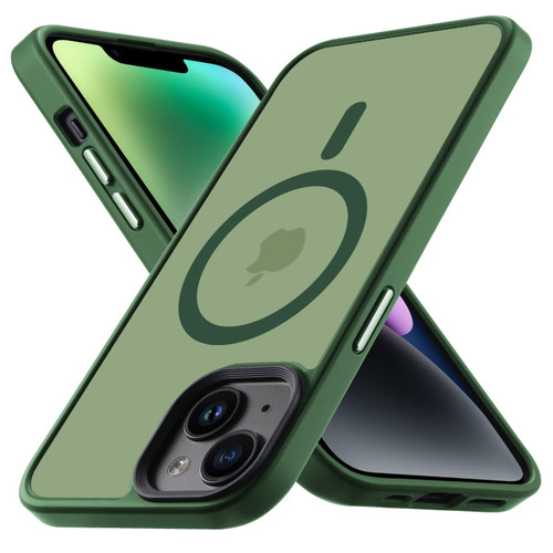 Yriklso for iPhone 13 case/iphone14 Case, [Compatible with MagSafe] Shockproof Magnetic 13 Phone Case, Military Grade Drop Protection, Protective Slim Translucent Case for 14 6.1'', Matte Green