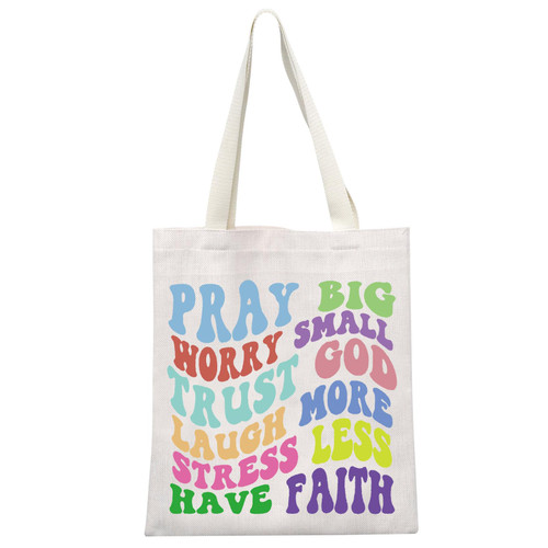 GJTIM Inspirational Bible Verse Gift Spiritual Christian Gift for Women Scripture Religious Gift Religious Faith Based Tote Bag (Pray Big Tote)