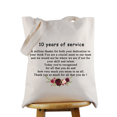 JNIAP Employee 10 Years Work Anniversary Present 10 Years of Service Tote Bag 10th Years Employee Appreciation Gift
