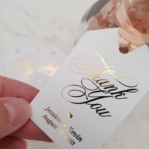 Gold Foiled Thank you Wedding Favor Tags, Personalized Wedding Tags for Favors and Gift Bags, Custom Wedding Tags, Gold, Silver Thank you Tags (2.5" x 1.5")