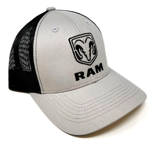 RAM Trucks Logo Grey & Black Mesh Trucker Curved Bill Adjustable Snapback Hat