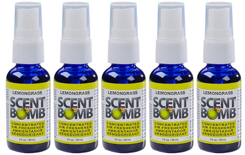 Scent Bomb 100% Concentrated Air Freshener Car/Home Spray [Choose The Scent] (Lemongrass, 5 Bottles)