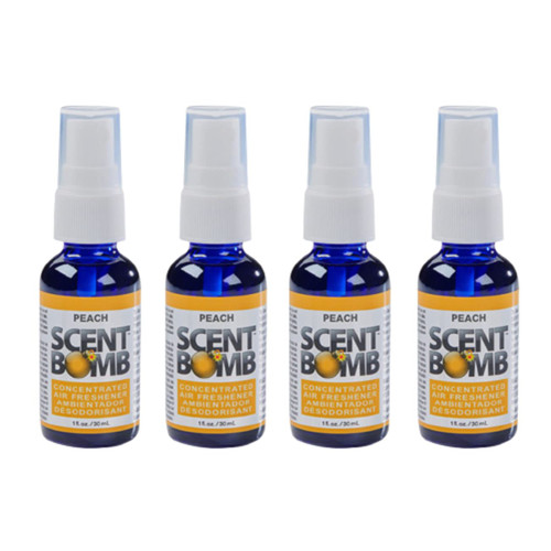 Scent Bomb 100% Concentrated Air Freshener Car/Home Spray [Choose The Scent] (Peach, 4 Bottles)