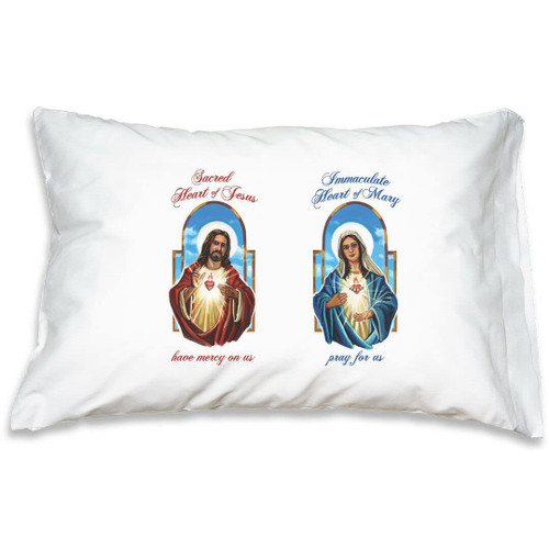 Sacred Heart of Jesus & Immaculate Heart of Mary Pillowcase