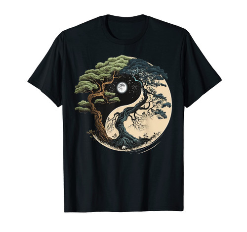 Yin Yang Tree of Life on Buddhist Bonsai Tree T-Shirt Yin Yang Tree of Life on Buddhist Bonsai Tree T-Shirt