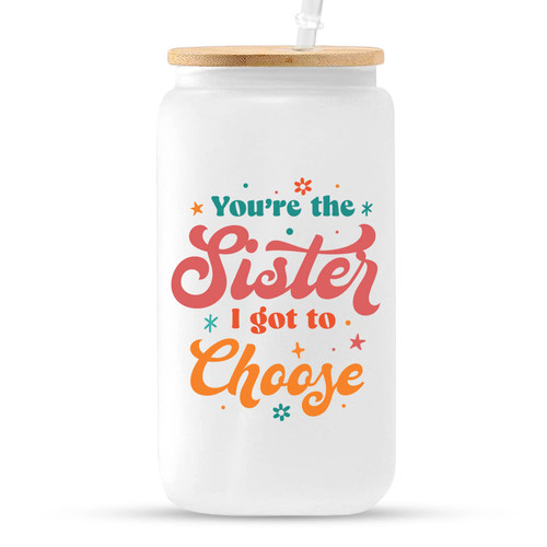 Vprintes Friendship Gifts for Women Friends - Mothers Day Gifts for Friends Female, Soul Sister, Bestie, BFF - Friend Gifts for Women - You're The Sister Coffee Glass 16oz
