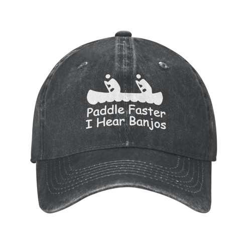 wikjxiz Paddle Faster I Hear Banjos? Hat Casual Cowboy Baseball Hats Black Sunhat Trucker Cap for Men Women