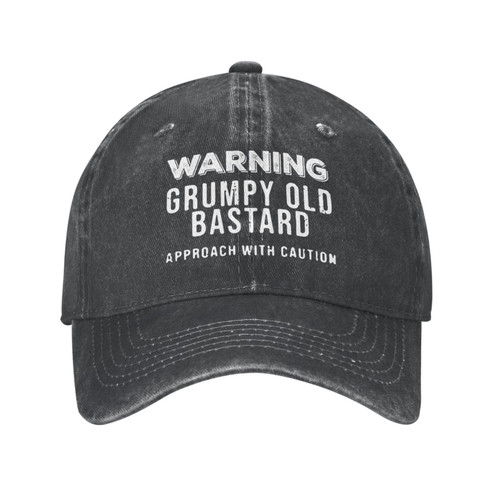 Philysonic Funny Hat Warning Grumpys Old Bastards Approachs Hat Men Dad Hat Adjustable Hat Black
