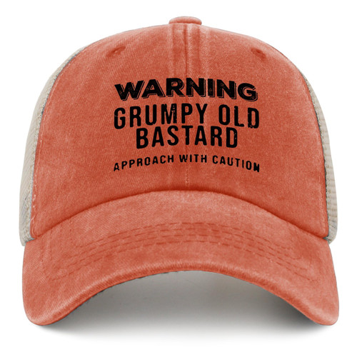 Philysonic Dad Hat Warning Grumpys Old Bastards Approachs Hat Trucker Hat Men Trendy Mesh Cap for Summer Saffron