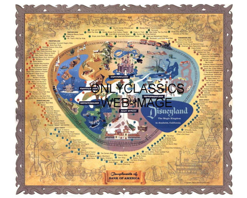OnlyClassics 1956 Disneyland California MAP 8X10 Photo Poster Amusement Park Magic Kingdom