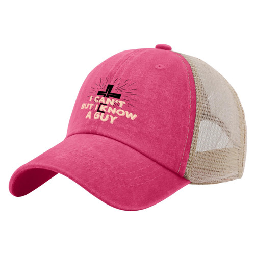 I Can't But Know an Guy Hat Trucker Hat Men Funny Mesh Hats for Summer Pink