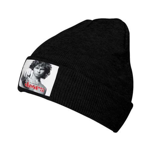 Jim Singer Morrison Beanie Hat Unisex Classic Winter Warm Acrylic Knitted Beanie Hats Soft Outdoor Slouchy Ski Stocking Cuffed Cap for Men Women Black