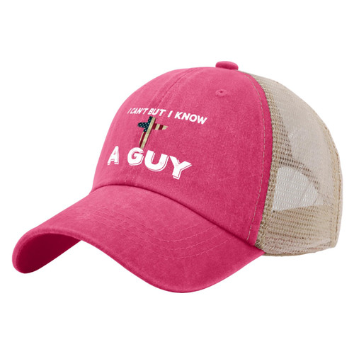 I Can't But Know an Guy Hat Trucker Hat Men Funny Mesh Cap for Summer Pink