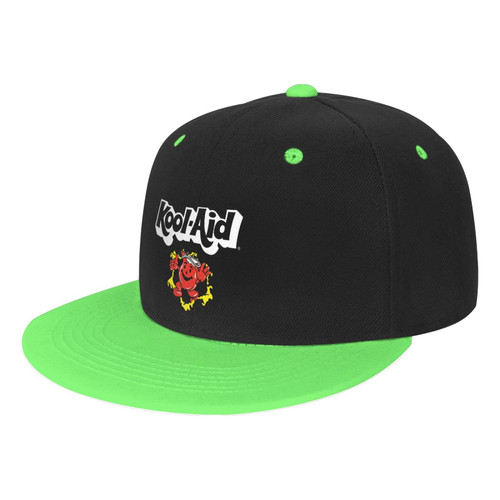atgzfdr Kool Anime Aid Man Baseball Cap Flat Brim Contrast Adjustable Snapback Hat Color Hip Hop Hat for Men Women Green