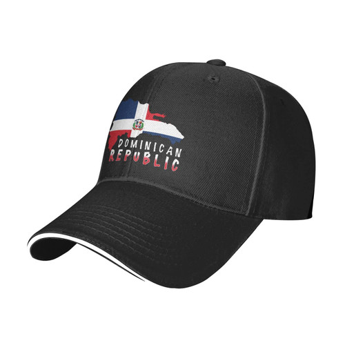 Flag of The Dominican Republic Map Hat Adult Adjustable Mountaineering Classic Washed Casquette Cap Hat for Outdoor Black