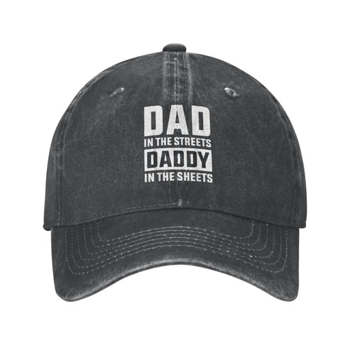 Dad in The Streets Daddy in The Sheets Hat Funny Father's Day Hat Trucker Hats Baseball Cap Adjustable Sports Unisex Caps Black