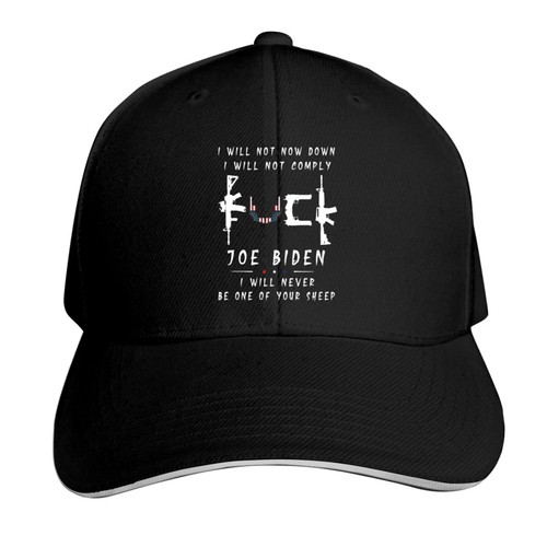 I Will Not Bow Down I Will Not Comply Fu-Ckbiden Dad Hat Baseball Cap Adjustable Snapback Hip Hop Cotton Baseball Cap Trucker's Hat Black