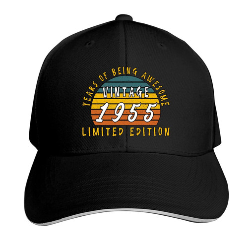 Vintage 1955 Birthday Dad Hat Baseball Cap Adjustable Snapback Hip Hop Cotton Baseball Cap Trucker's Hat Black