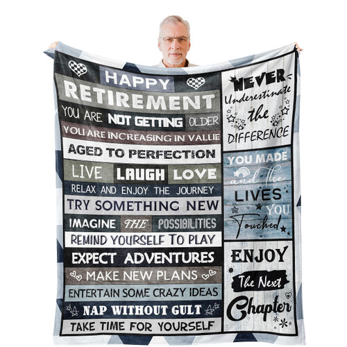 Chushyar Retirement Gifts for Men,Cool Retirement Gifts,Retirement Gifts for Men 2023,Going Away Gift for Boss,Retirement Decorations for Men,Retirement Gifts for Coworker, Men Retired Blanket 60"x50"