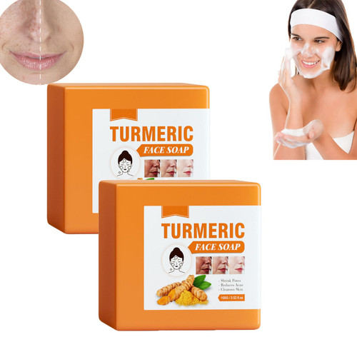 Feilium Brazil Tumeric Soap, Brazi Tumeric Soap, Solar Holistics Turmeric Bar Soap, Tumeric Soap Bars for Face and Body, Tumeric Honey Soap, Acne, Dark Spots, Hyperpigmentation, Smooth Skin-2pcs