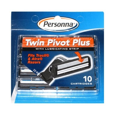 40 Personna Twin Pivot Plus Cartridges with Lubricating Strip for Atra & Trac II Razors - 4 Packs of 10 Blades