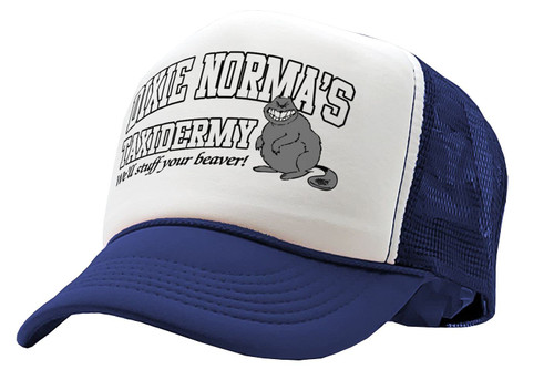 Dixie NORMAS Taxidermy - Funny Joke - Vintage Retro Style Trucker Cap Hat (Navy)