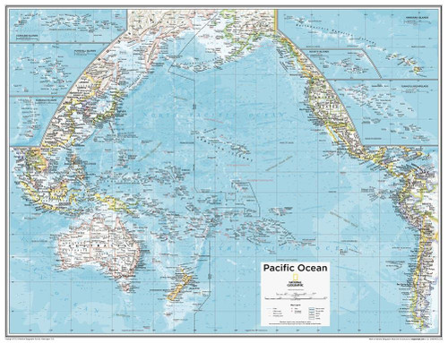 National Geographic Maps: Pacific Ocean Political Wall Map - Compact - 21 x 16 inches