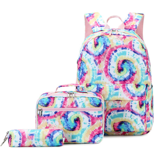 Joyfulife Girls Backpacks, Tie Dye Backpack for Girls Kids Bookbags School Backpack with Lunch Box (Tie Dye Pink) Joyfulife Girls Backpacks, Tie Dye Backpack for Girls Kids Bookbags School Backpack with Lunch Box (Tie Dye Pink)