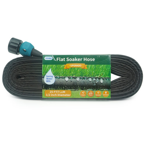 Hlinker Garden Soaker Hose, 1/2" 25Ft Linkable Consistent Drip Irrigation Hose Save 80% Water, Leakproof Heavy Duty Double Layer Sprinkler Hose for Garden Bed Vegetable (25 Feet?2