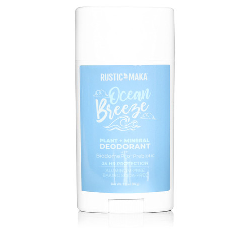 Rustic MAKA Natural Deodorant, Ocean Breeze, Prebiotic, Free of Aluminum, Parabens and Baking Soda, Synthetic Fragrance-Free, Cruelty-Free, Continuous Odor Control