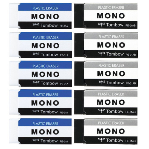 Tombow JCA-063AZ Mono PE01 Eraser, 2 Colors, 5 Each