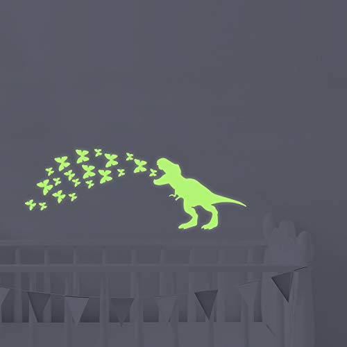 Glow in The Dark Dinosaurs Butterfly Decorations Wall Decals DIY Luminous Vinyl Wall Stickers for Kids Girls Bedroom Home Nursery