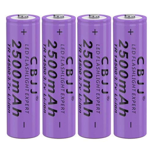 CBJJ 14500 Rechargeable Battery 3.7V 14500 Battery 2800mAh Li-ion Battery for Flashlight, Toys, 4 Pack