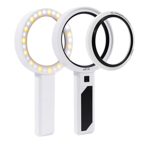 Magnifying Glass with Light Illuminated Magnifier Glass 15X Handheld LED Dimmable Magnifying Glass for Seniors Reading Low Vision Aid Gift