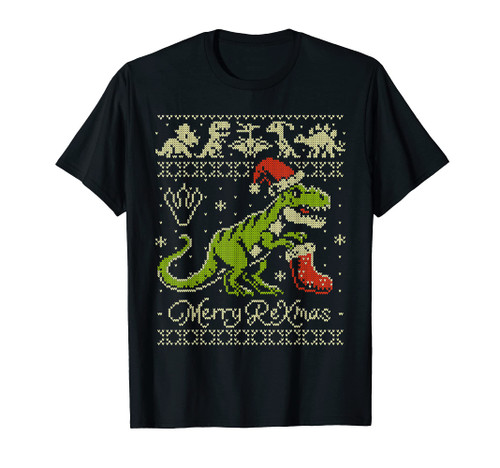 Dinosaur Ugly Christmas Sweater - Funny Christmas T-Shirt